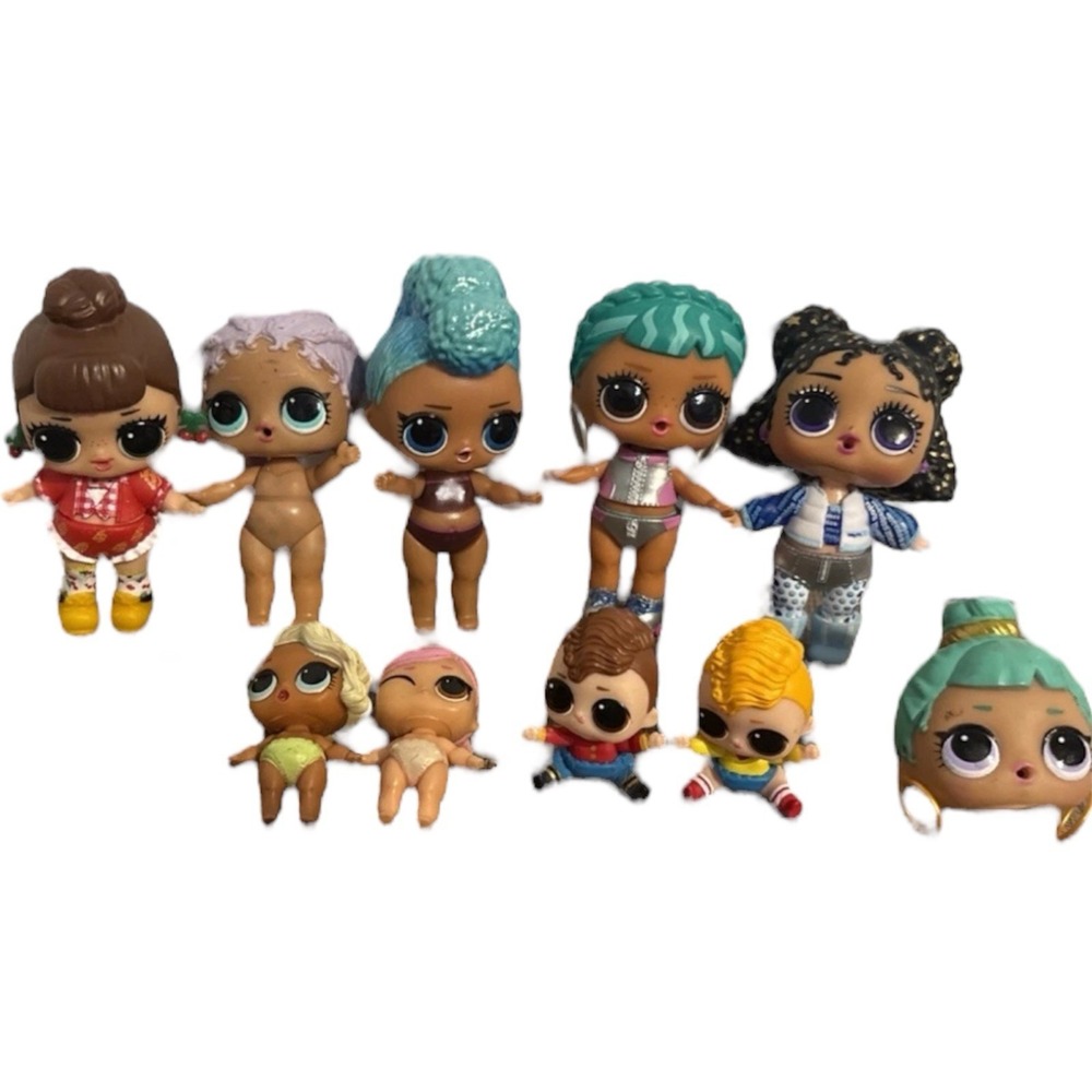 LOL Surprise Lot of 5 Dolls + 4 Lil Sis + Additional Head - Mystery Dolls - Girl